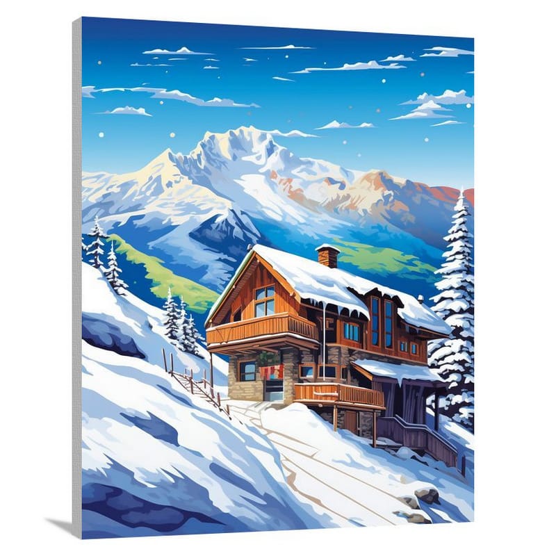 Ski Chalet Serenity - Pop Art - Canvas Print