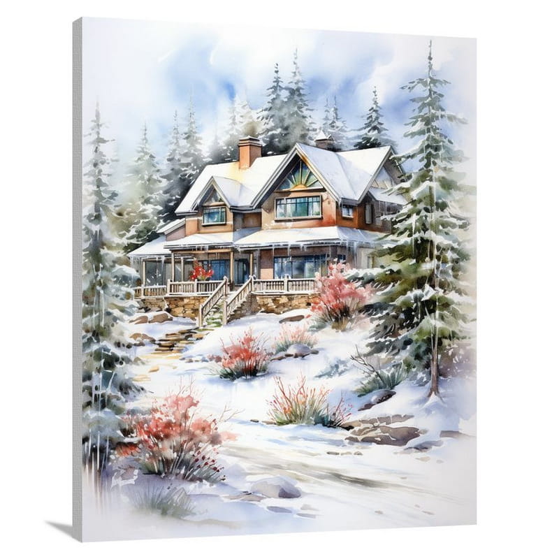 Ski Chalet - Watercolor - Canvas Print
