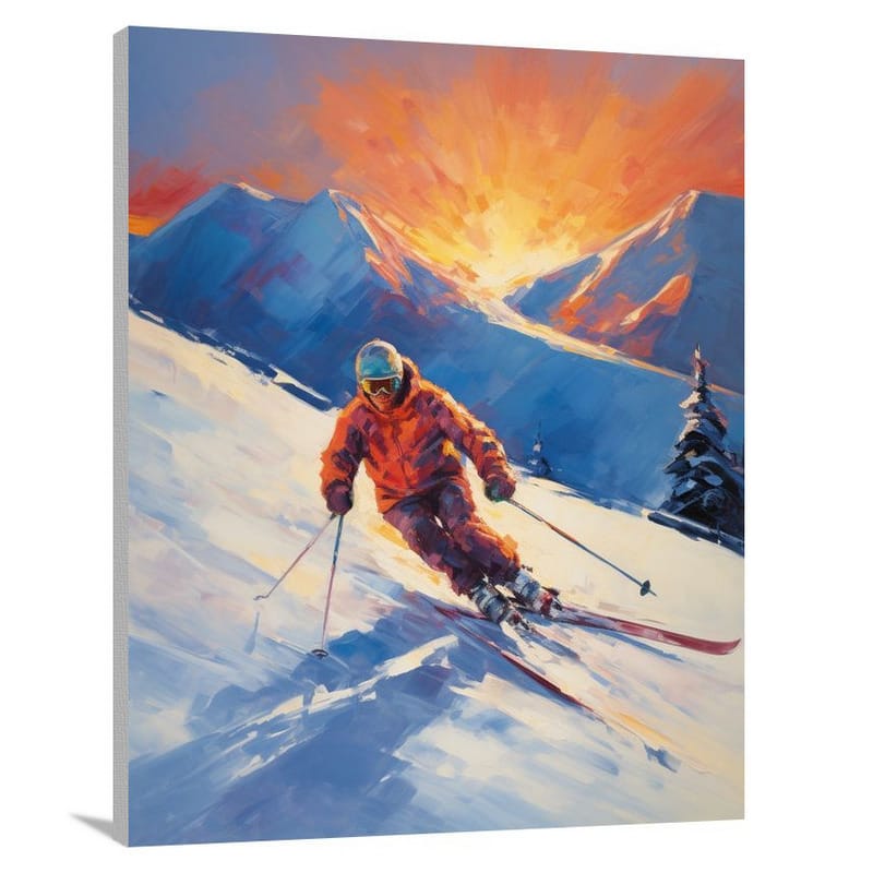 Skiing at Sunset - Canvas Print