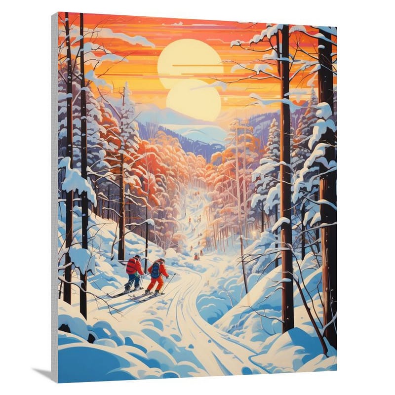Skiing Through Nature's Obstacles - Pop Art - Canvas Print