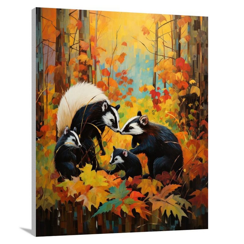Skunk Family Gathering - Canvas Print