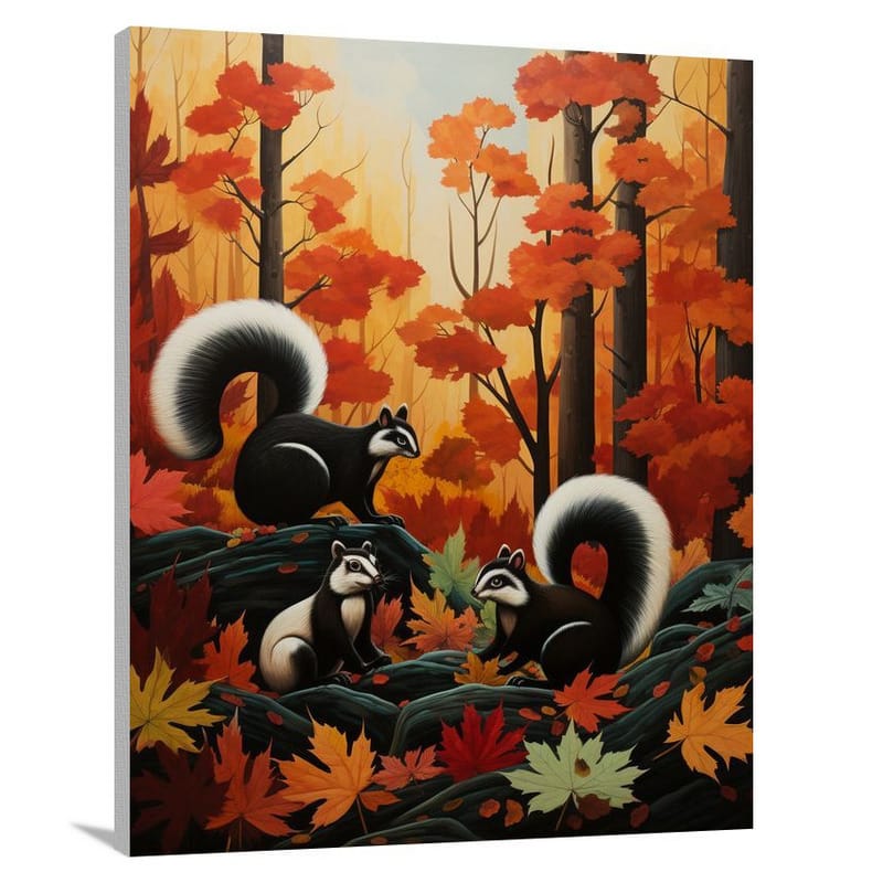 Skunk's Autumn Play - Canvas Print