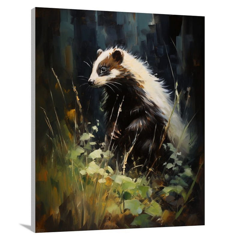 Skunk's Enchanting Emergence - Canvas Print