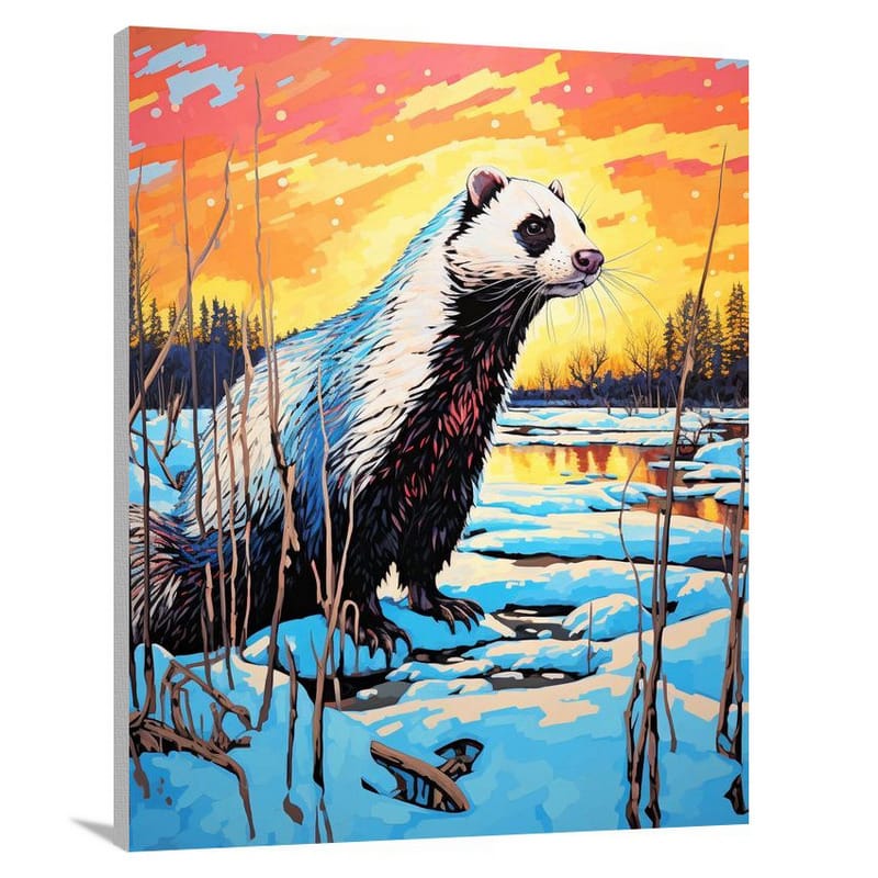 Skunk's Winter Journey - Pop Art - Canvas Print
