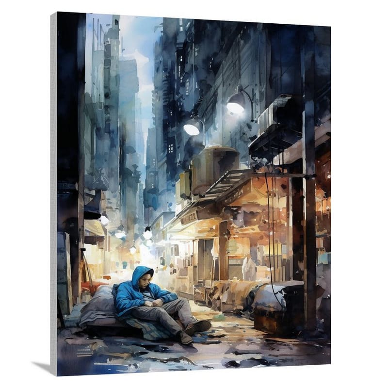 Sleeping in the City - Watercolor - Canvas Print