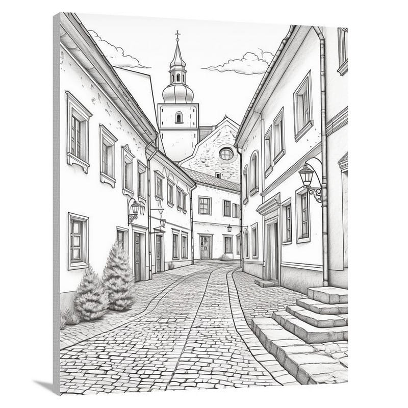 Slovakia's Echo: Timeless Europe - Black And White - Canvas Print