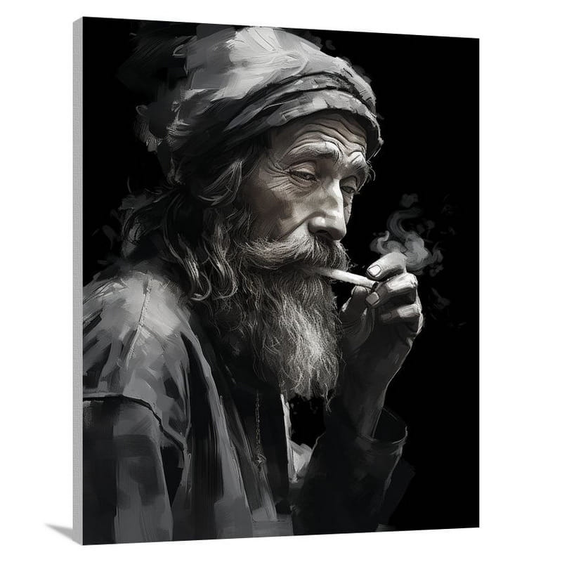 Smoking Reflections - Black And White - Canvas Print