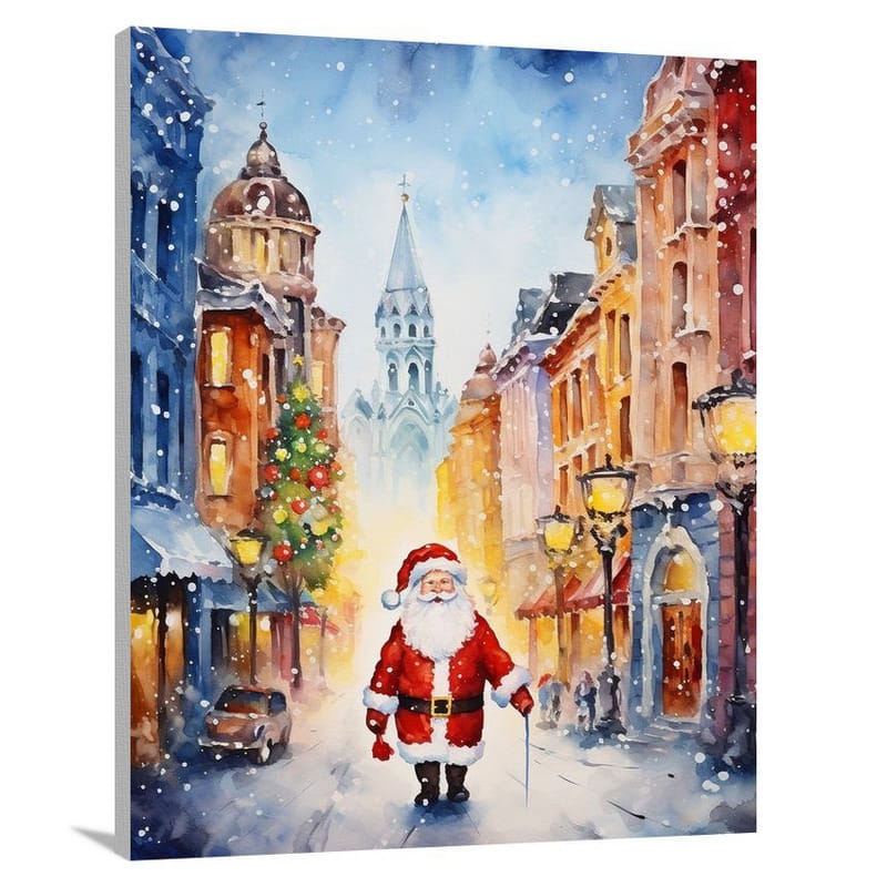 Snowman's Festive Journey - Canvas Print