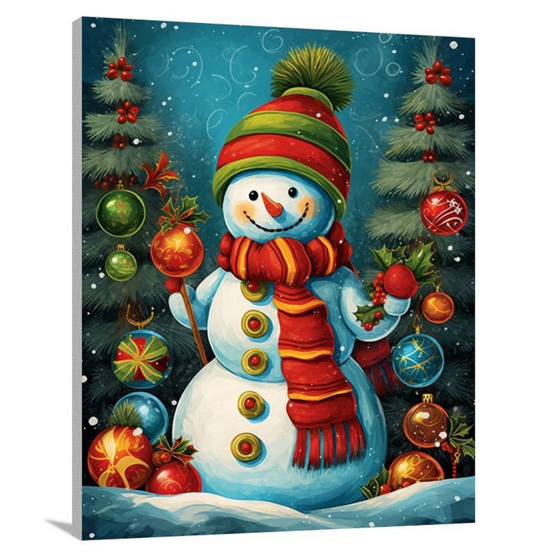 Snowman's Nostalgic Ornaments - Canvas Print