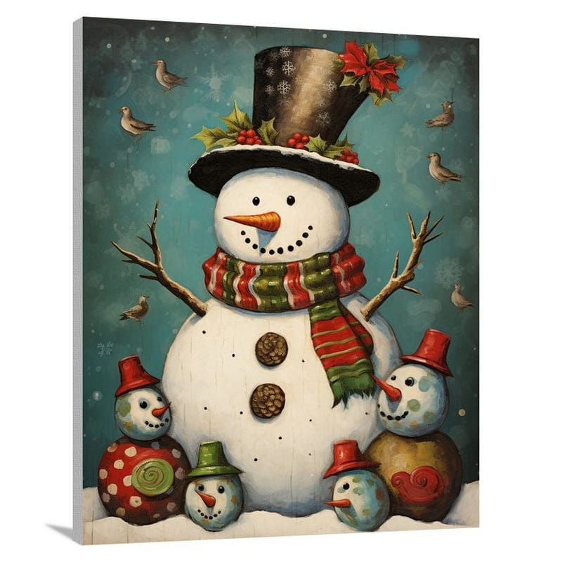 Snowman's Nostalgic Ornaments - Pop Art - Canvas Print