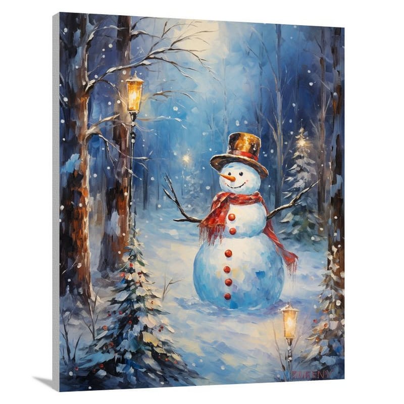 Snowman's Sparkling Adornments - Canvas Print
