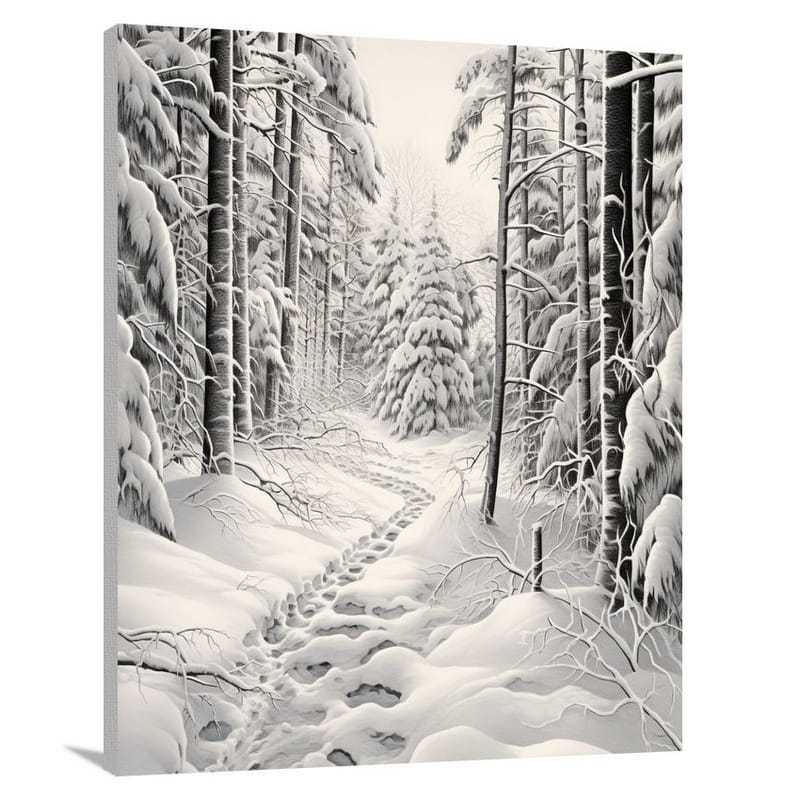 Snowscape - Black and White - Black And White - Canvas Print
