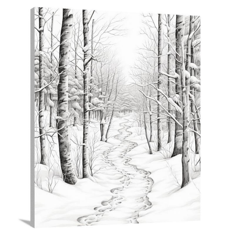 Snowscape - Black and White - Canvas Print