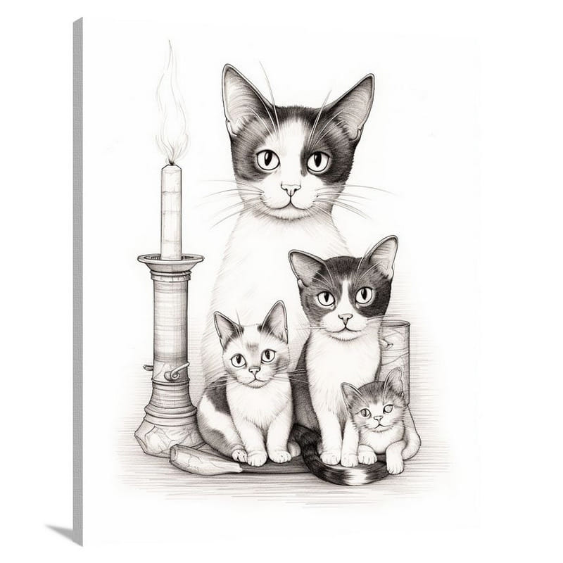 Snowshoe Cat's Cozy Cabin - Canvas Print