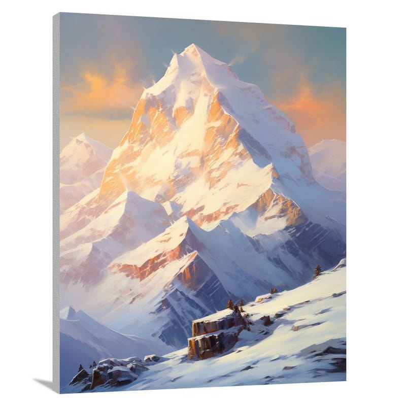 Snowy Mountain Majesty - Impressionist - Canvas Print