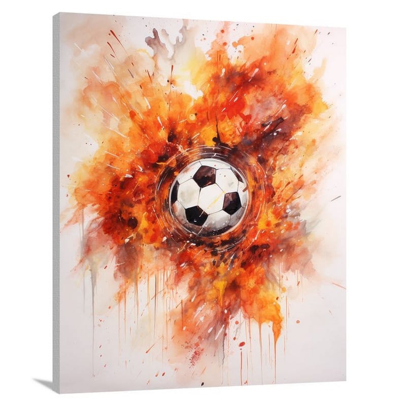 Soccer Inferno - Watercolor - Canvas Print