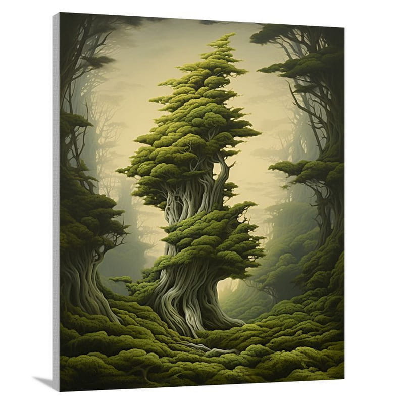 Solitude's Resilience: Cypress Tree - Canvas Print