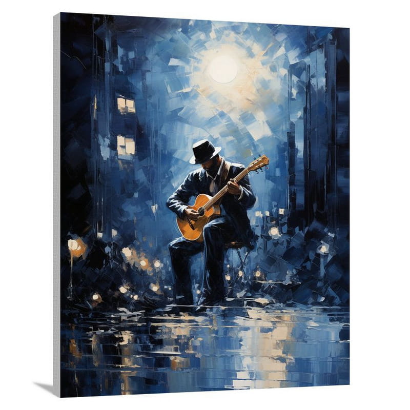 Soulful Serenade: Blues Music - Impressionist - Canvas Print