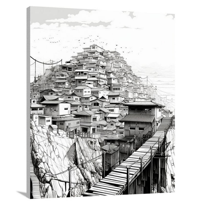 South Korea: Divided Horizons - Black And White - Canvas Print