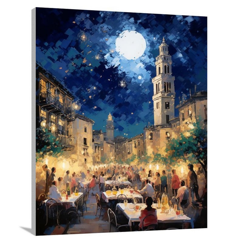 Spanish Nocturne: Moonlit Fiesta - Canvas Print