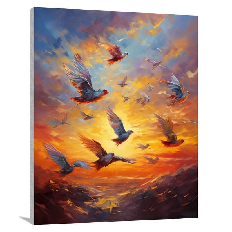 Sparrow's Flight - Contemporary Art 2 - Canvas Print