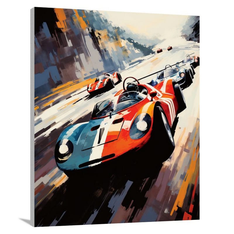 Speed Symphony: Auto Racing - Minimalist 2 - Canvas Print