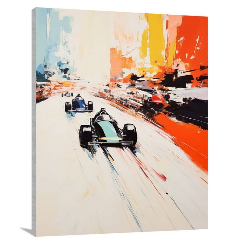 Speed Symphony: Auto Racing - Minimalist - Canvas Print
