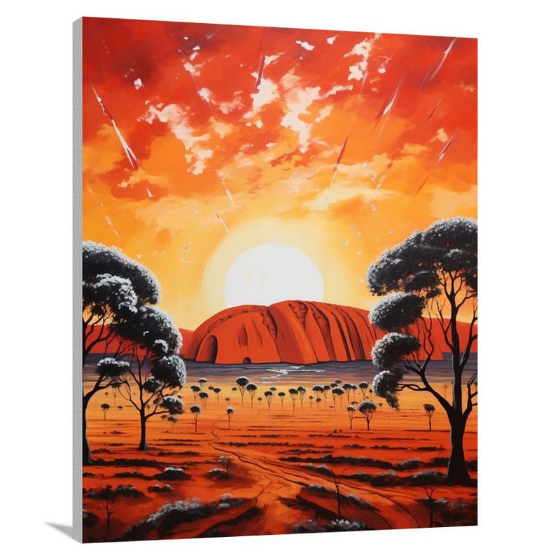Spiritual Majesty: Australia's Fiery Uluru - Canvas Print