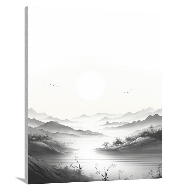 Spring's Golden Glow - Black And White - Canvas Print