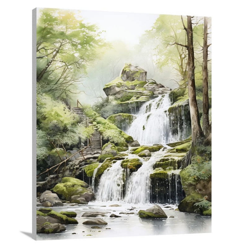 Spring's Serene Cascade - Canvas Print