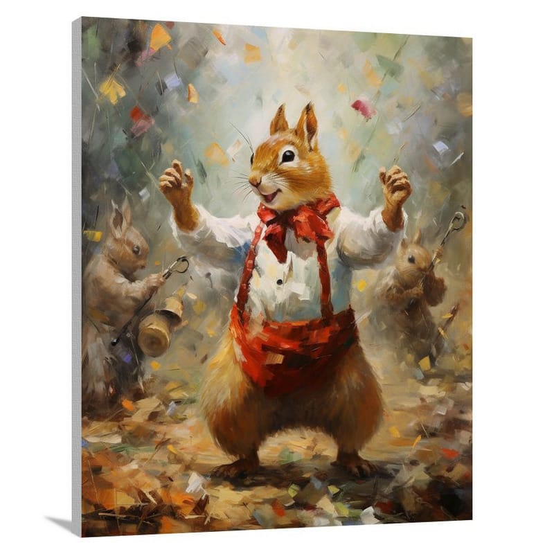 Squirrel's Playful Dance - Canvas Print