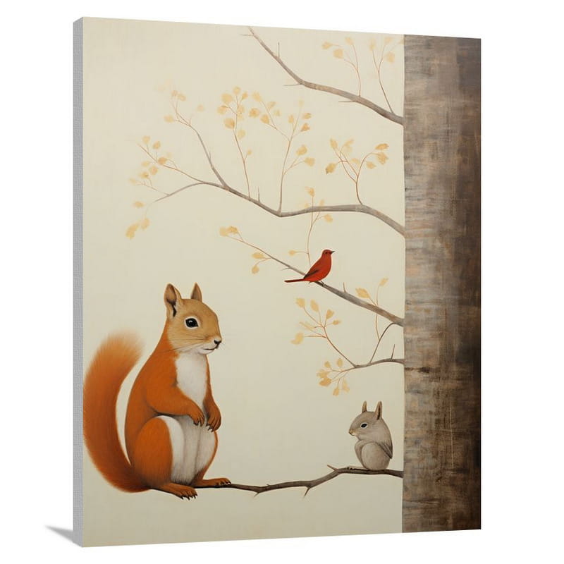Squirrel's Serenade - Minimalist 2 - Canvas Print