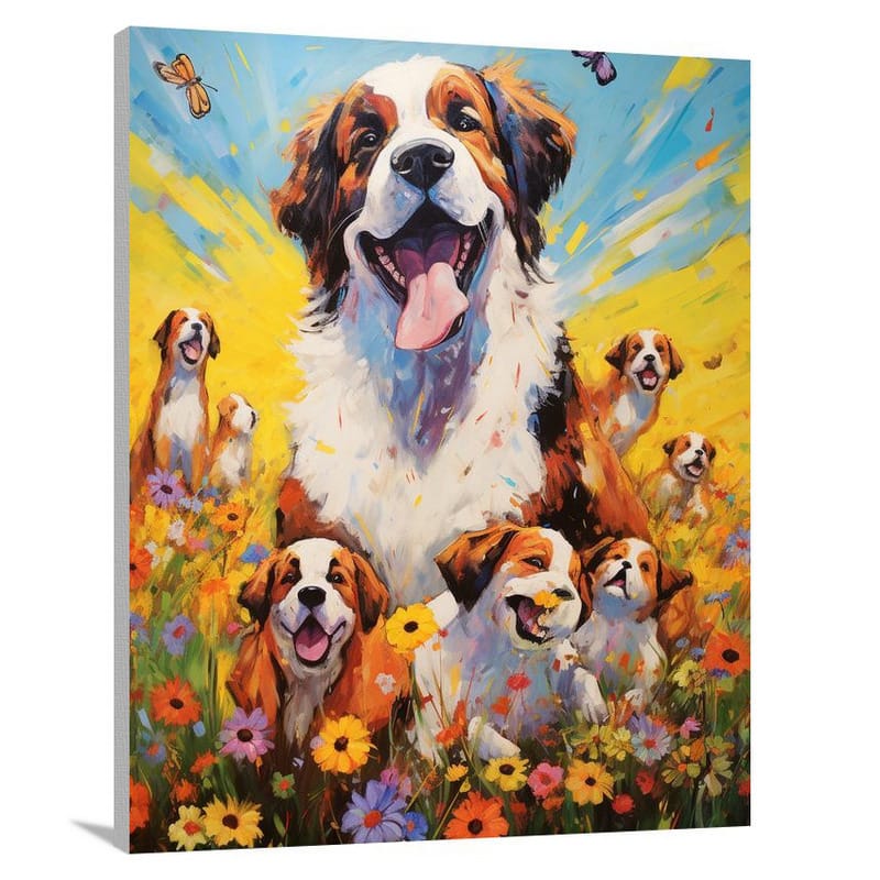 St. Bernard's Joyful Play - Canvas Print