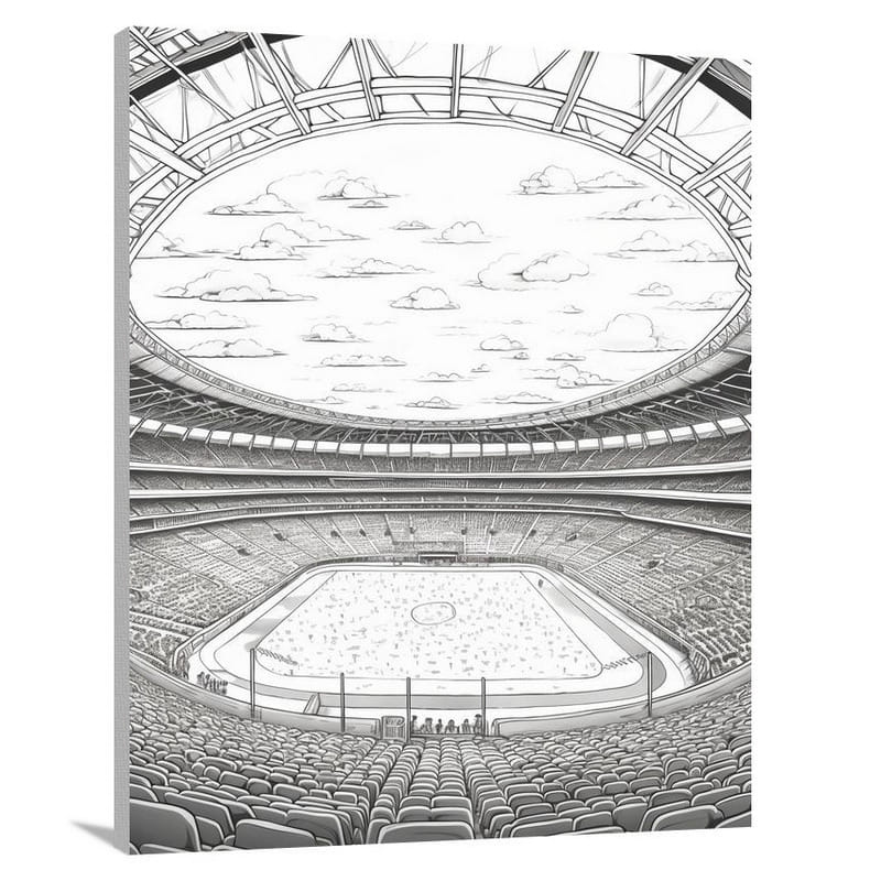 Stadium - Black and White - Black And White - Canvas Print