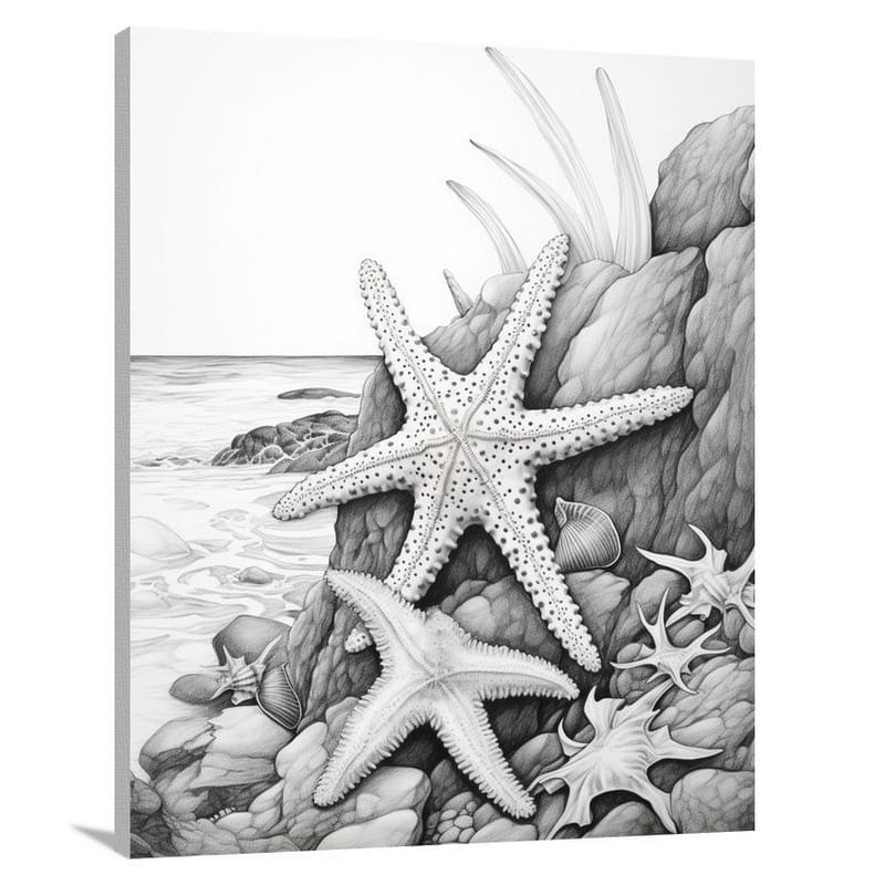 Starfish Symphony - Black And White - Canvas Print