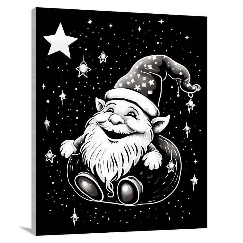Starry Mischief: Christmas Gnome - Canvas Print