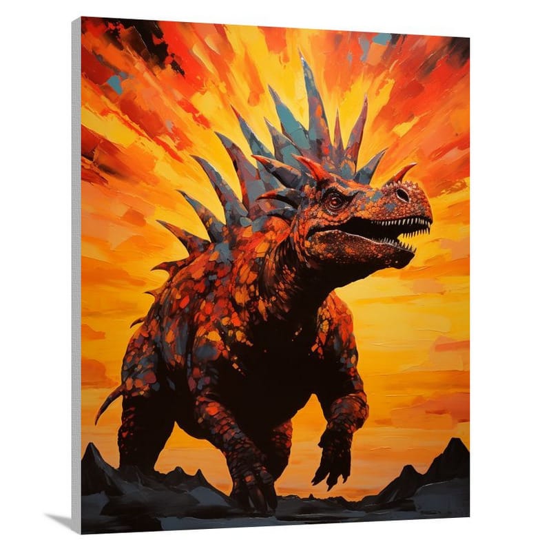 Stegosaurus at Sunset - Animals - Canvas Print