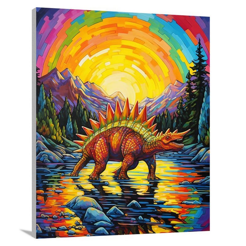 Stegosaurus in the River - Canvas Print