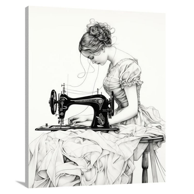 Stitched Passions - Black And White - Canvas Print