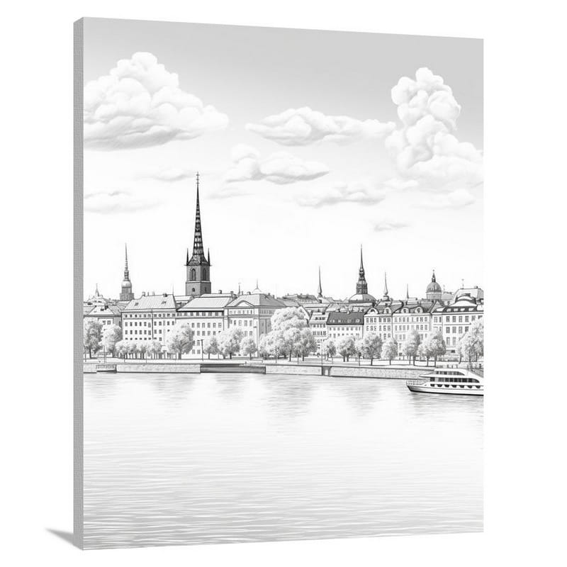 Stockholm Dreamscape - Black And White - Canvas Print