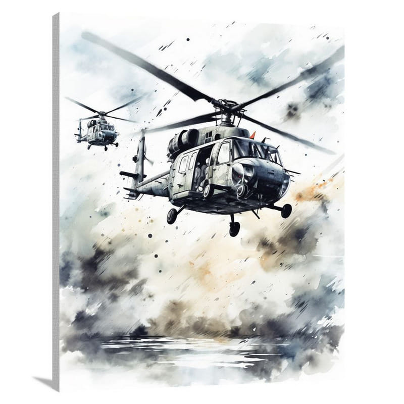 Stormy Skies: Military Vehicle - Canvas Print
