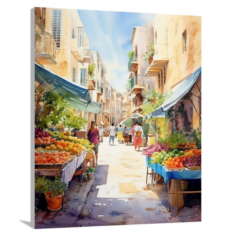 Street Market - Watercolor - Canvas Print