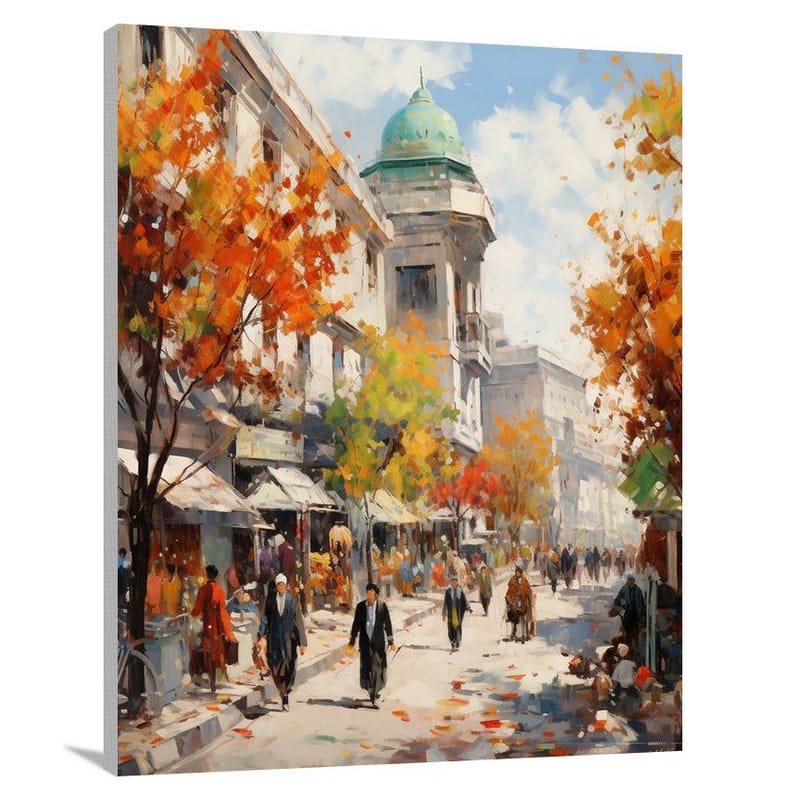Streets of Kabul: Vibrant Resilience - Impressionist - Canvas Print