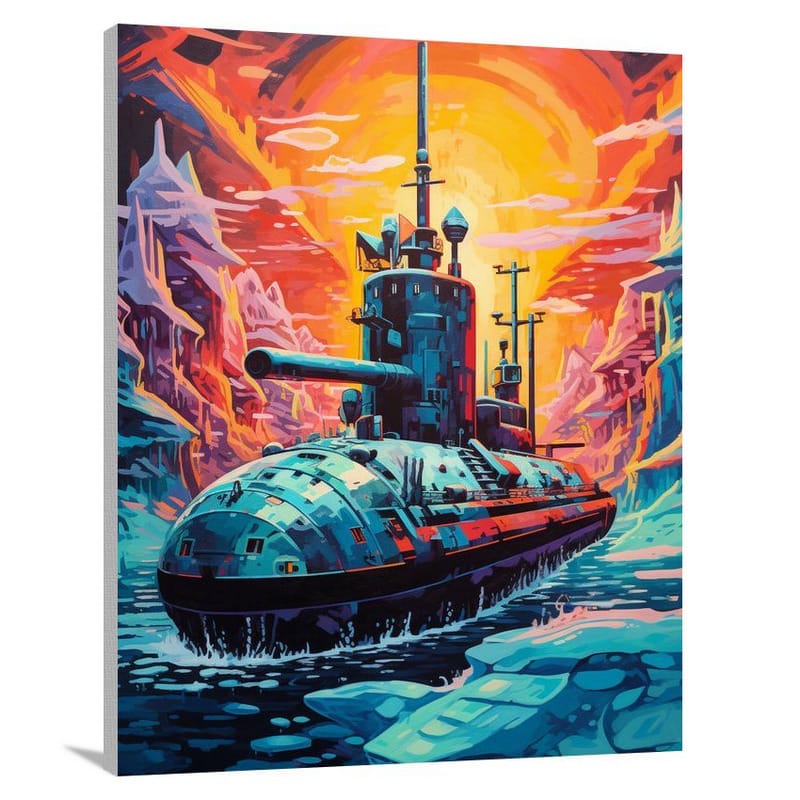 Submarine's Arctic Vigil - Canvas Print