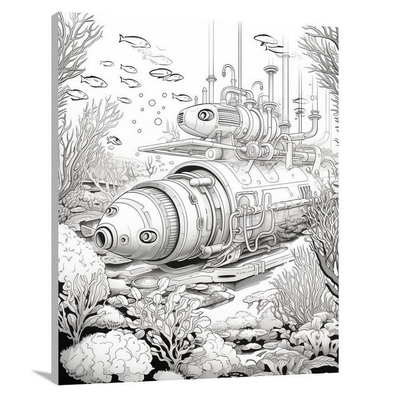 Submarine's Silent Voyage - Canvas Print