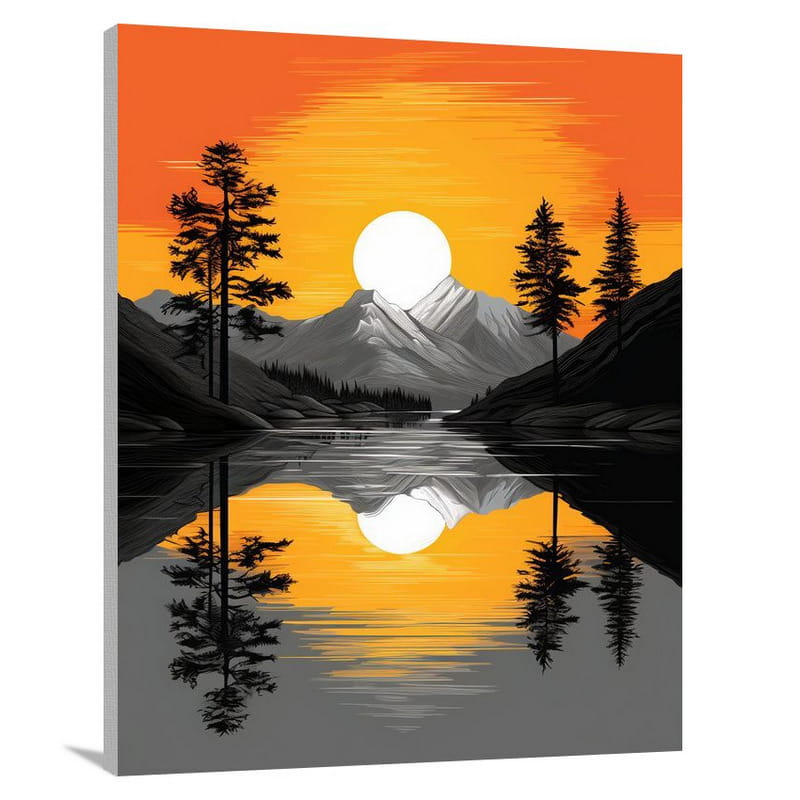 Sunset Serenity - Black And White - Canvas Print