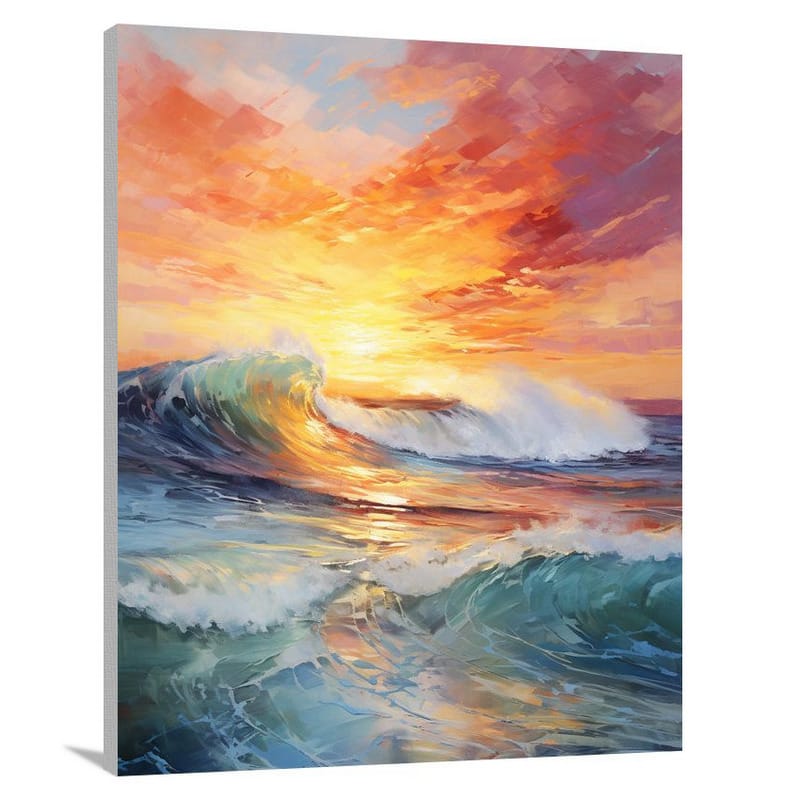 Surfing at Sunset - Canvas Print