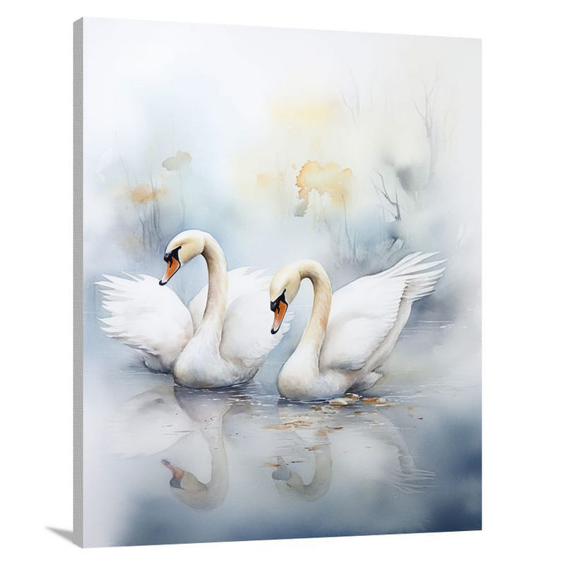 Swan's Serenade - Watercolor - Canvas Print