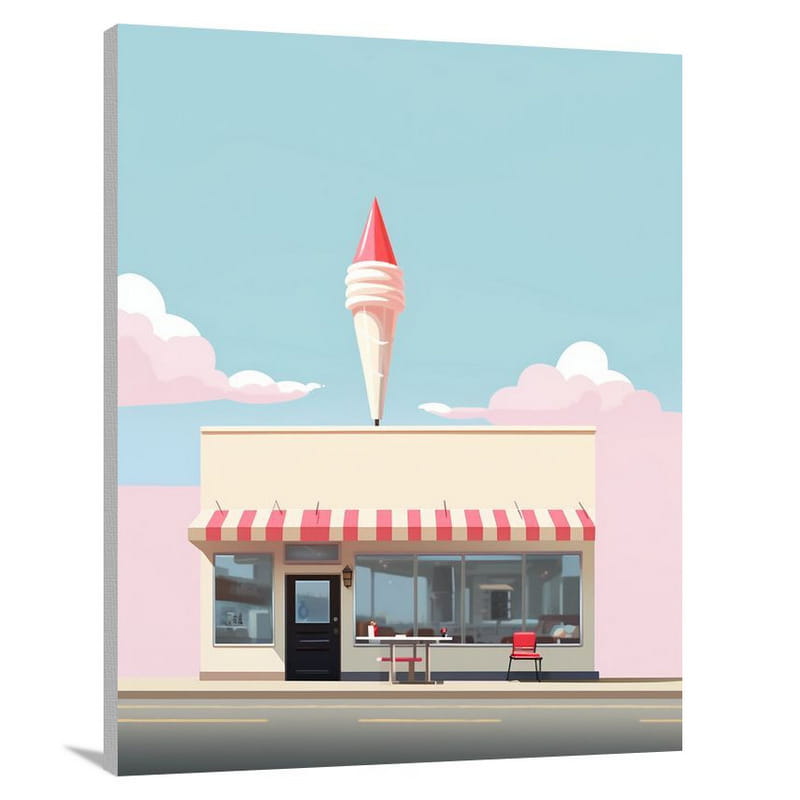 Sweet Memories: Ice Cream Delight - Minimalist - Canvas Print