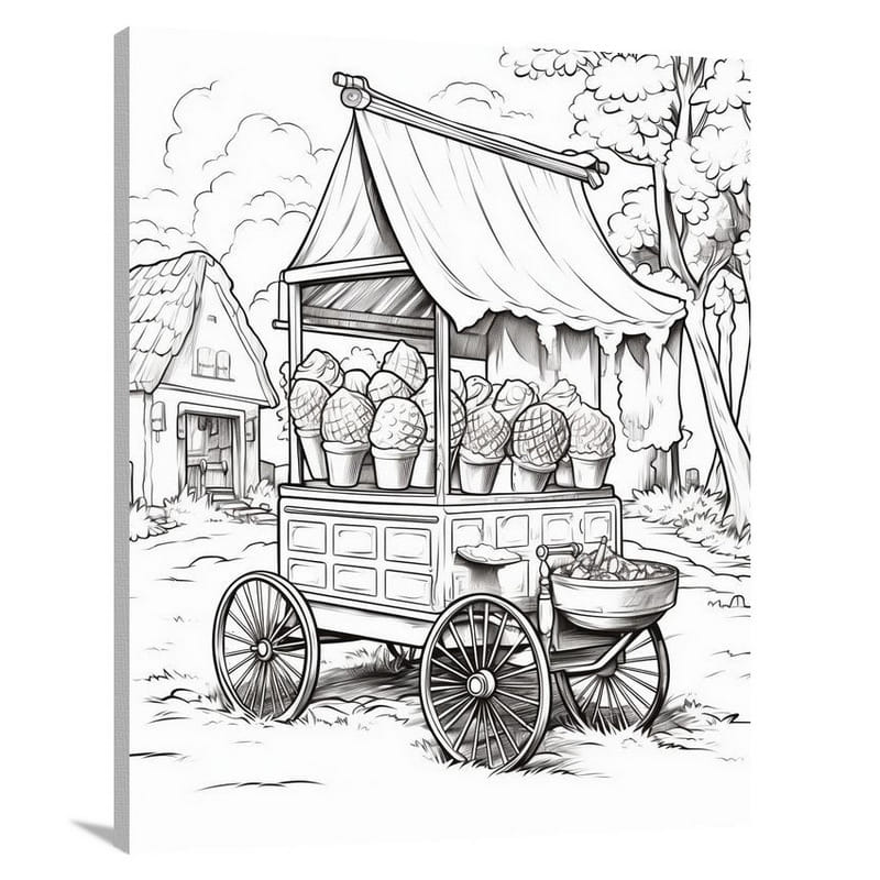 Sweet Serenity: Ice Cream Delights - Black And White - Canvas Print